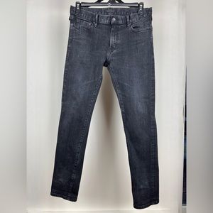 Uniqlo Mens Selvedge Skinny Jeans Distressed 32x32 Black Denim